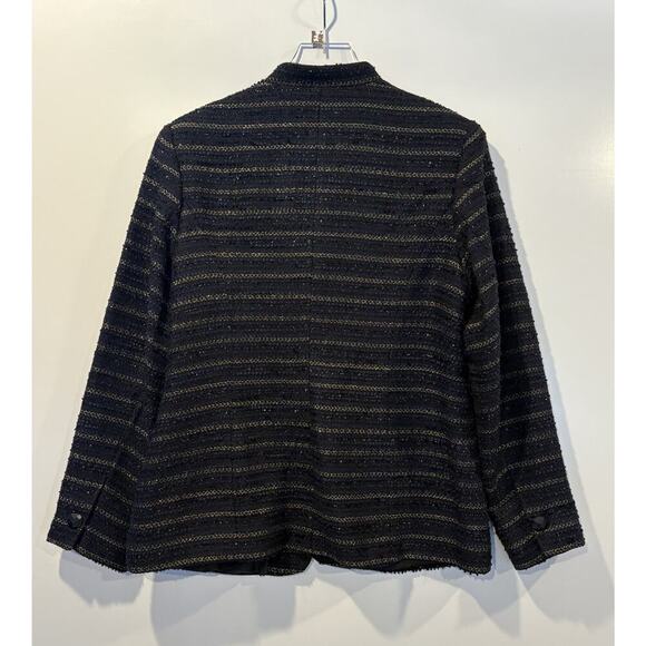 Coldwater Creek Blue Black Gold Metallic Tweed Blazer Jacket‎ Womens Size 12 (L) - Picture 2 of 5